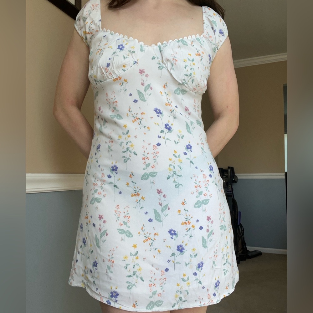 La Hearts White Floral Mini Dress